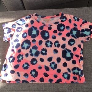 Zara Trafaluc Crop short sleeve tee shirt top contemporary animal print Small